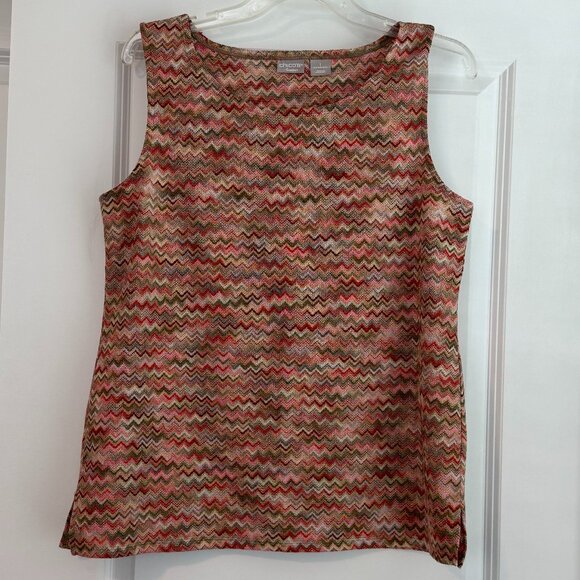 Chico's Travelers Multi Color Chevron Tank Top Size 1 (8 / 10) - Picture 1 of 8